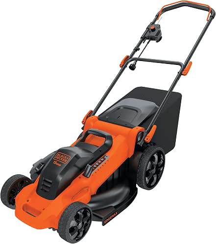 BLACK+DECKER 20-Inch Corded Electric Lawn Mower, Ultra Light Push Mower,