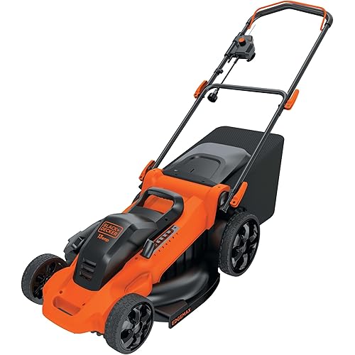 BLACK+DECKER 20-Inch Corded Electric Lawn Mower, Ultra Light Push Mower, 13-Amp High Output Motor, 3 in 1 Cutting Versatility, Tool Free Height Adjustment, 7-setting Cutting Height (MM2000)
