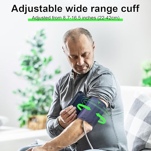 Vista 5 de Blood Pressure Monitor Upper Arm: Automatic Blood Pressure Monitors for Home Use - Electric BP Machines Large Cuff 8.7"-16.5" Adjustable - LCD