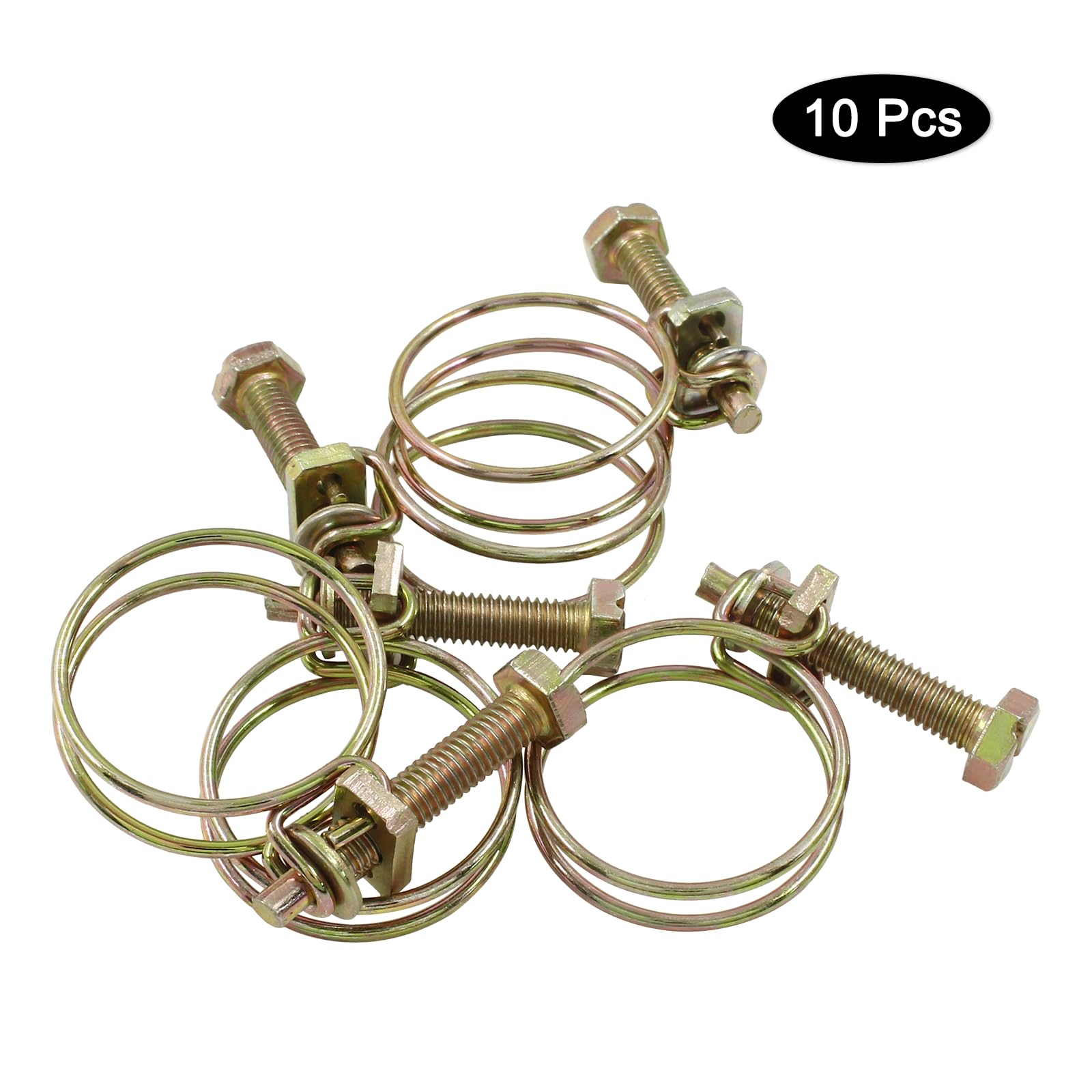 10-Pack Double Wire Hose Clamps – 46-51mm Adjustable Zinc-Plated Iron Pipe Clamps With Screws