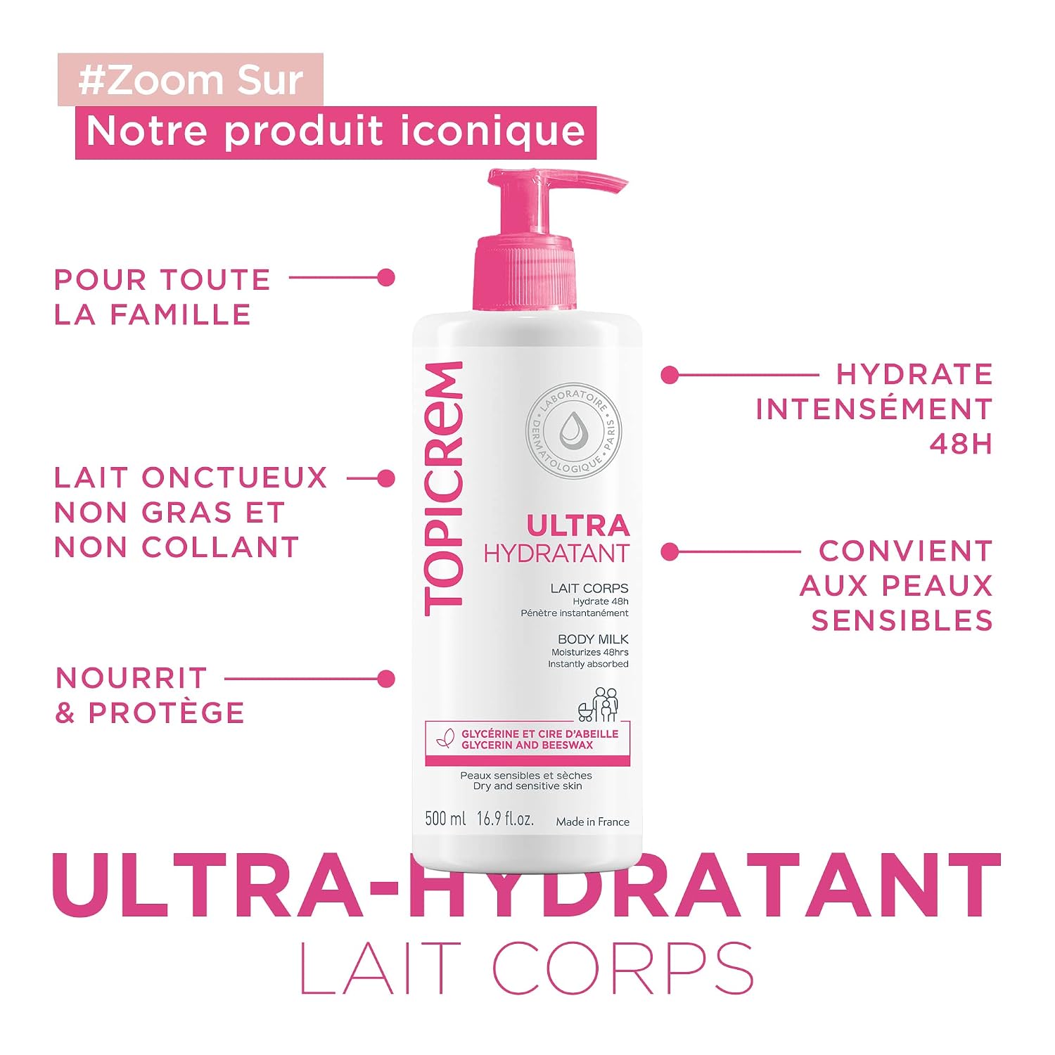 Topicrem ultra-moisturising body milk, 500 ml