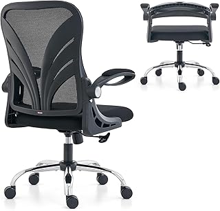 Sponsored Ad – Ergonomic Office Chair with Foldable Backrest, Computer Desk Chair with Flip-up Armrests, Mesh Lumbar Support and Tilt Function Big and Tall Office Chair, Black