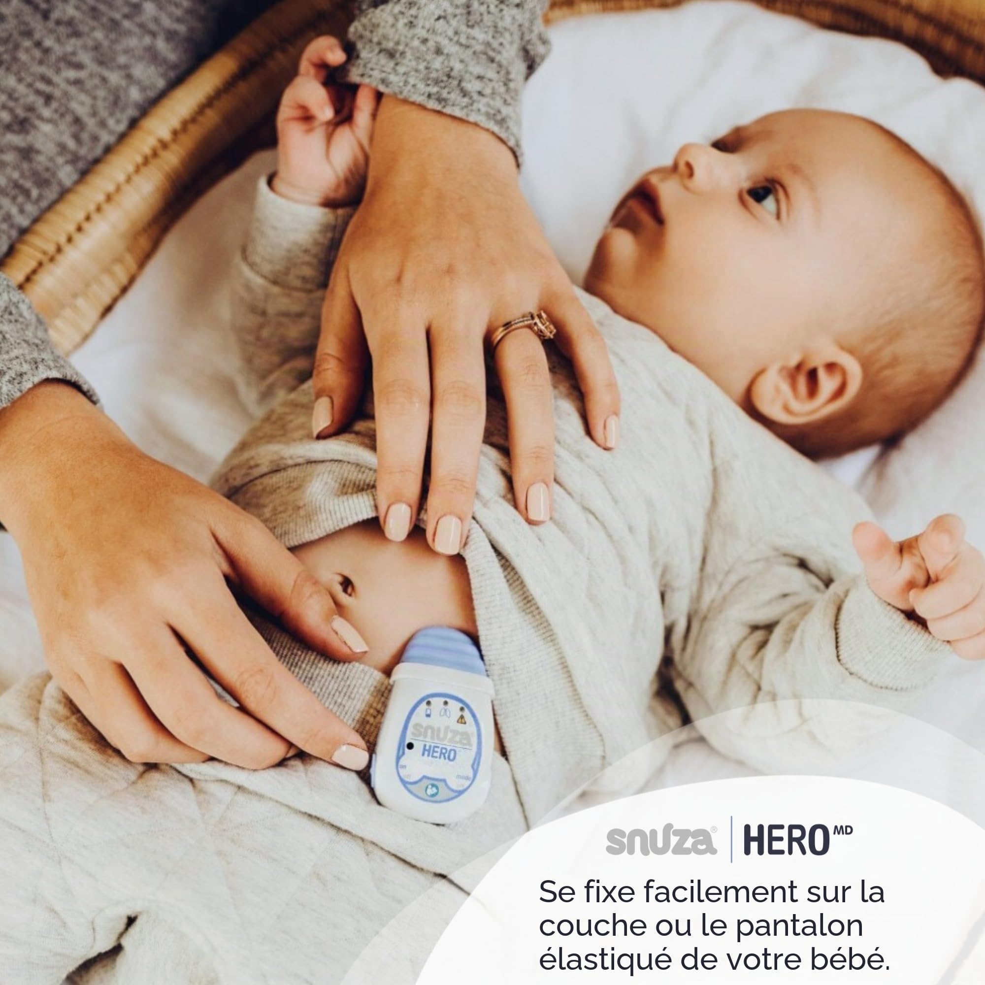 Snuza Hero MD Moniteur bébé – Avec fonction d'alarme et de notification – Sans fil et portable – Moniteur bébé pour un sommeil plus paisible pour votre bébé