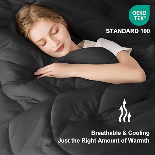 Vista 25 de Edredón ligero gris refrescante, relleno de edredón para todas las estaciones, transpirable, tamaño individual, ropa de cama de verano de microfibra