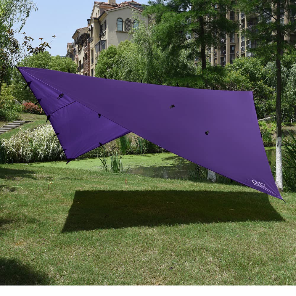 Gold Armour Rainfly Tarp do hamaka, wysokiej jakości osłona przeciwdeszczowa 4,5 m/ 3,5 m/ 3 m/ 2,5 m, wodoodporny, ultralekki sprzęt survivalowy i akcesoria do namiotu (fioletowy, 3,5 × 3 m)