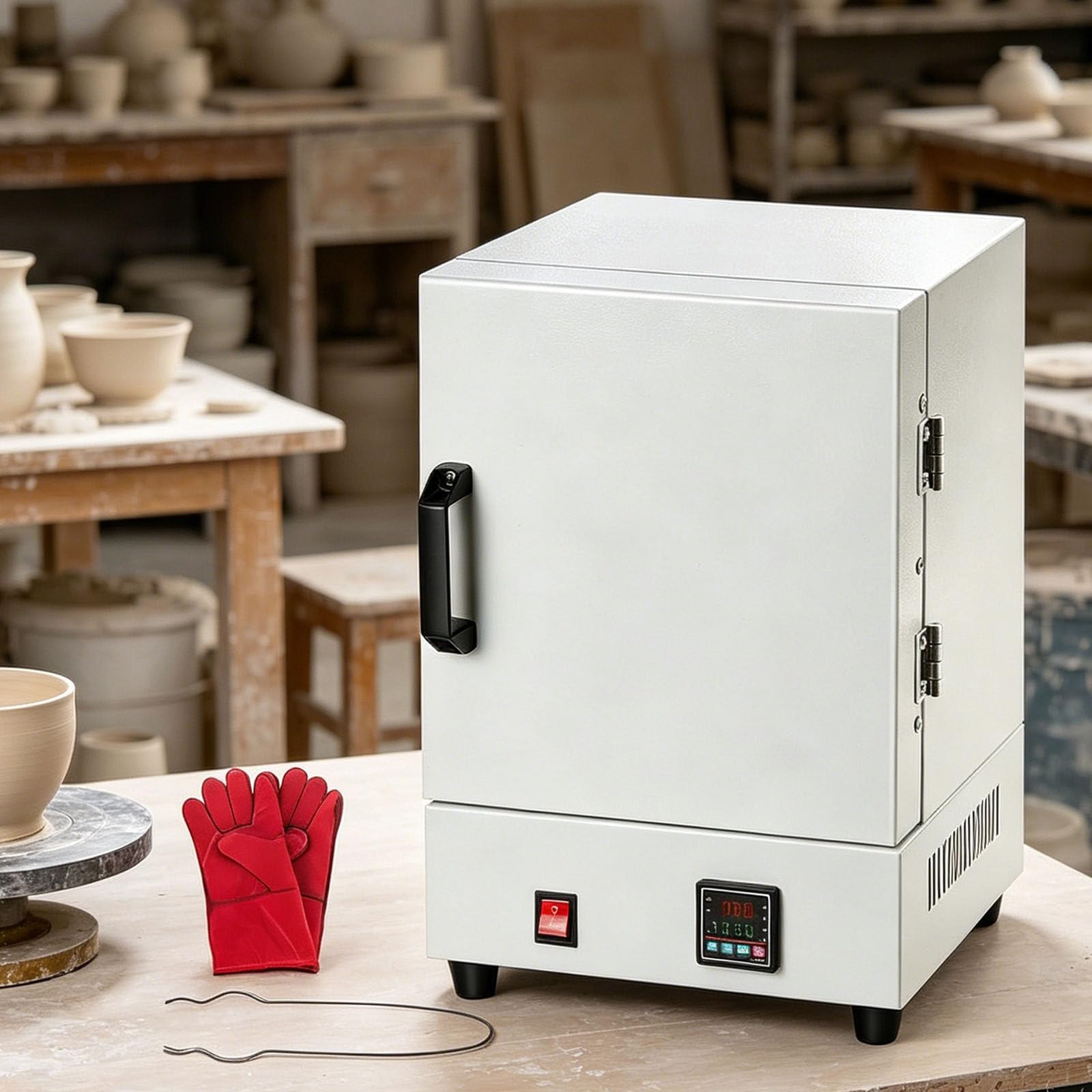 Töpferofen Elektrisch 1150℃ – 2000W Muffelofen & Schmelzofen für Metall, Keramik & Glas, Mini Brennofen mit Regler, Ideal für Schmuck, Wachsausschmelzen & Hobbytöpfer
