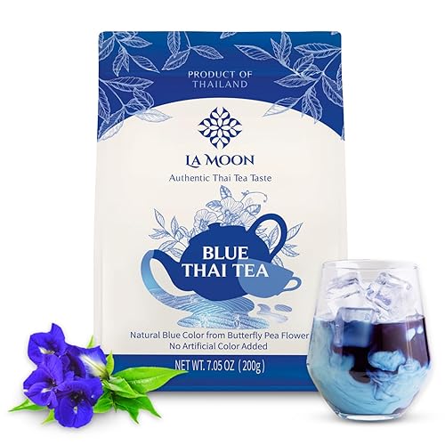LA MOON TEA Blue Thai Tea Mix  Hoja suelta tradicional de flor de guisante mariposa y negro Assam para té helado hecho en casa, Boba y Latte sin