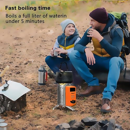 Miniatura 5 de Mini estufa de leña, estufa de camping, estufa portátil de acero inoxidable, estufa multifunción, estufa de leña.