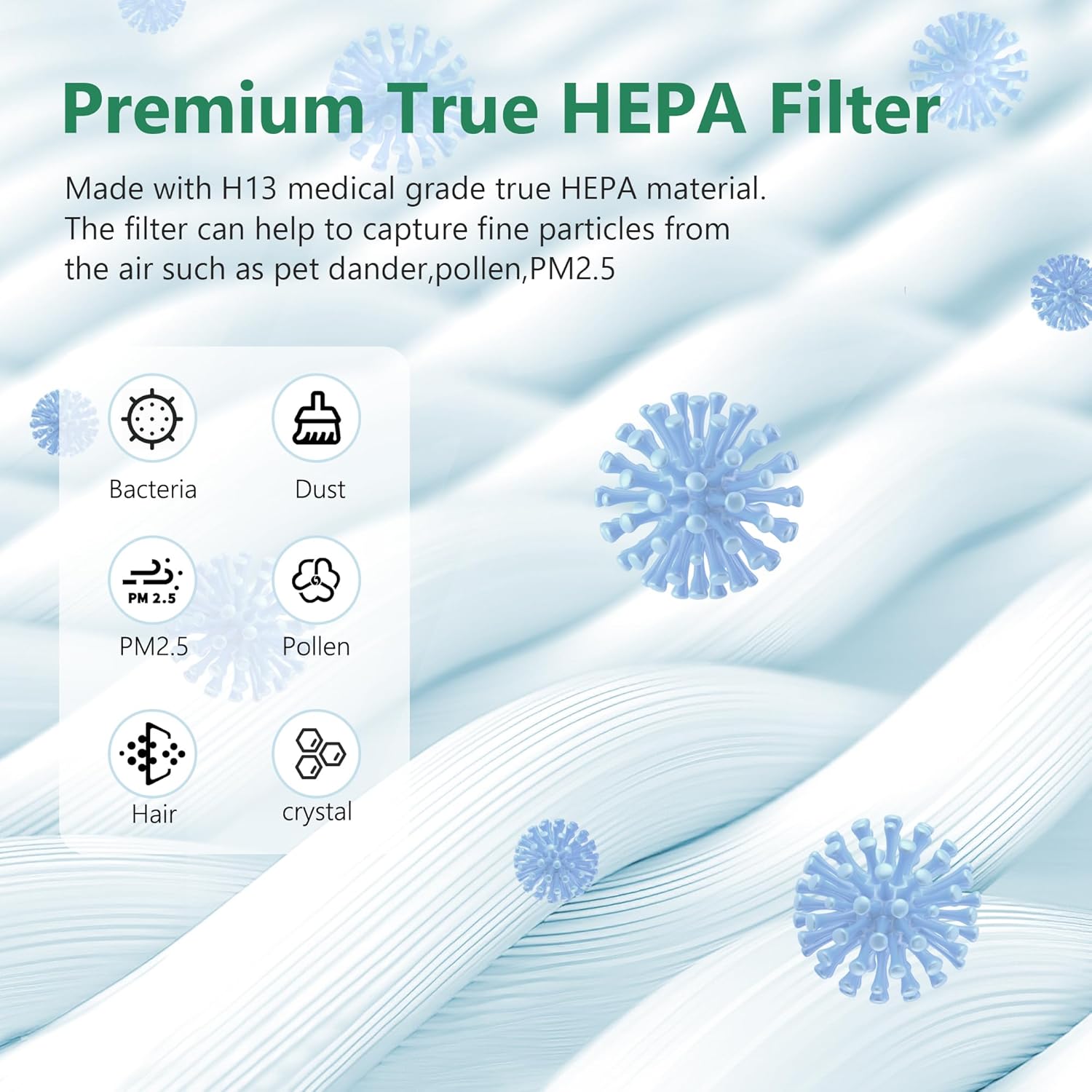 HAP603 Replacement Filter Compatible with ECOSELF HAP603 Air Cleaner Purifier, 3-in-1 HAP-603 Replacement Filter, 2 Packs, Blue - Image 6