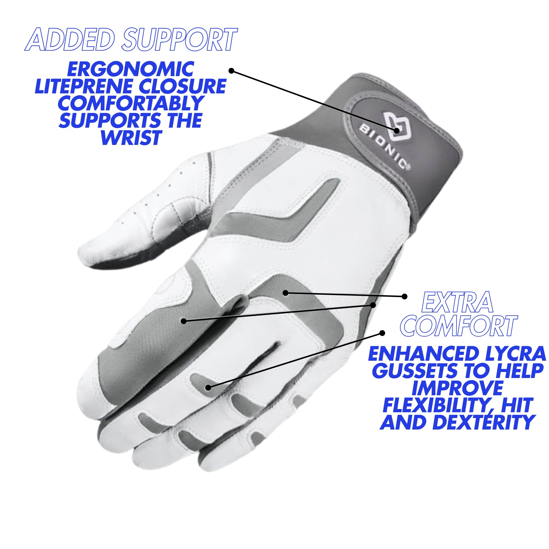 BIONIC Reliefgrip 2.0 Damen Golfhandschuh (Silber, S, links)