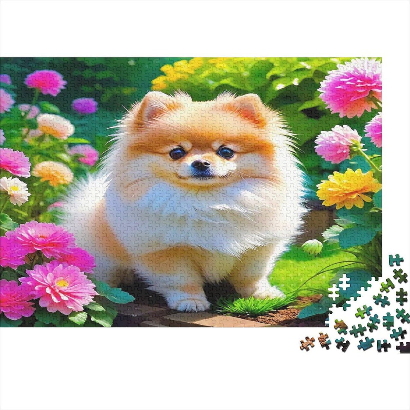Long Haired Cute Dog 1000 Piece Jigsaw Puzzle Paper Adult Suitable Garden Scene 1000 Pieces Puzzle Game Relaxing Home Decor 38x26cm/1000pcs