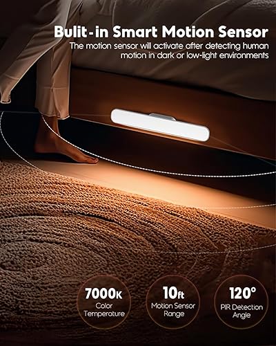 Miniatura 2 de Rossetta Luces para debajo del gabinete, 78 luces LED funciona con pilas, luz con sensor de movimiento para interiores, luces inalámbricas