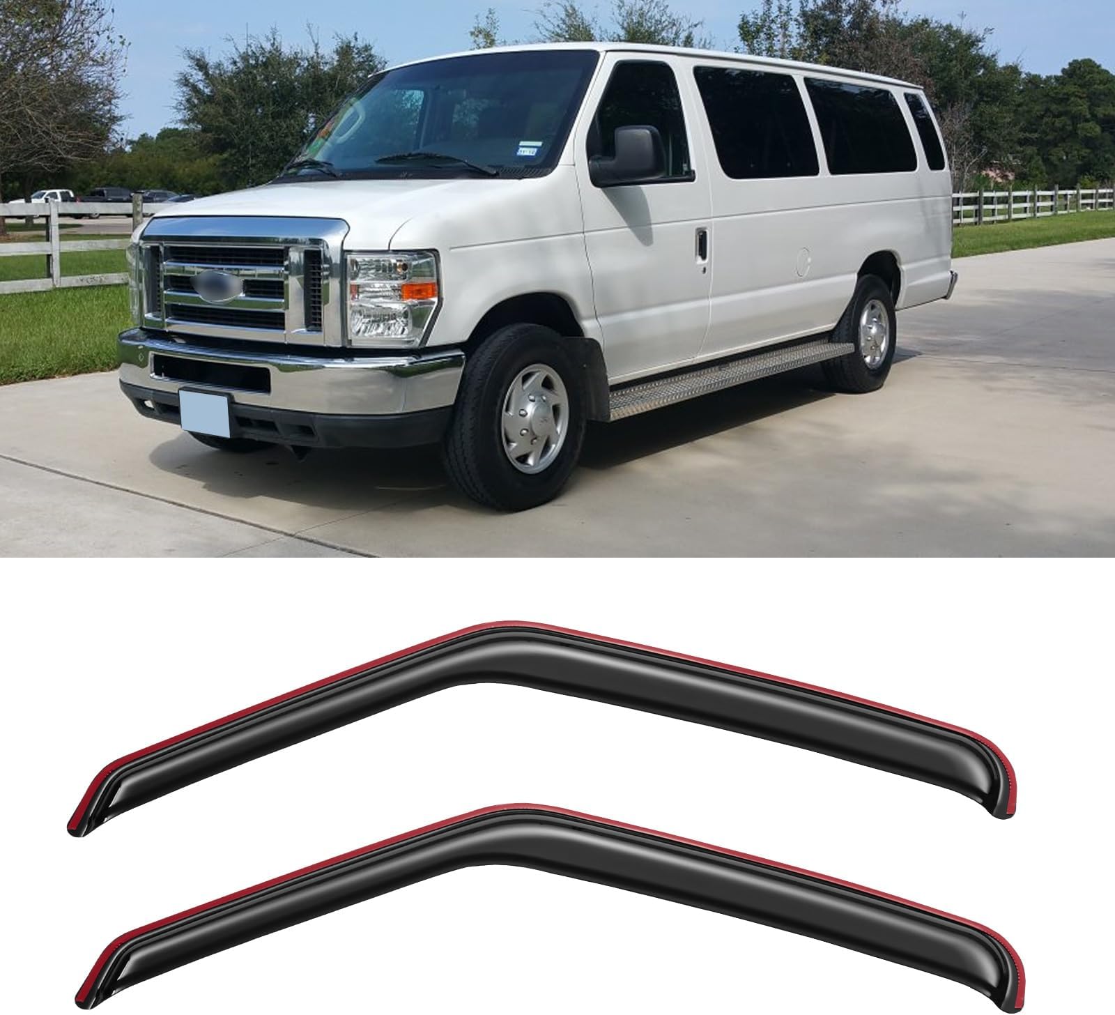 in-Channel Window Rain Guards Shield for 2007-2014 Ford E-150/E-250/E-350/E-450 Super Duty, Window Vent Visors Shades Wind Deflectors for 07-14 E150 E250 E350 E450