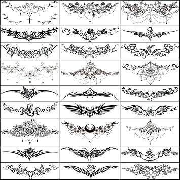 27 Sheets Sexy Temporary Tattoos for Women Long Lasting Sexy Temporary Tattoo Stickers Kit Chest Abdomen Navel Fake Tattoos Makeup Art Apply Fake Tattoo for Women and Girl