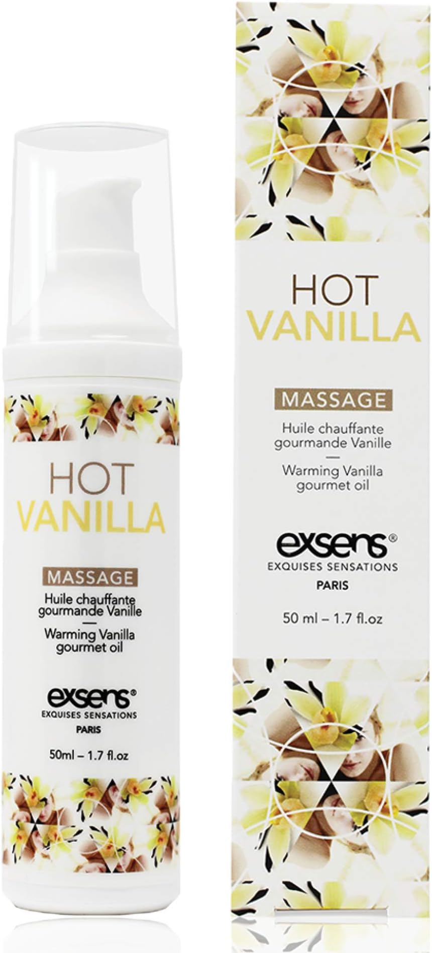 Exsens Hot Vanilla Warming Massage Oil, All Natural, Paraben-Free Formula for Men, Women, and Couples, Edible and Body Safe, 1.7 fl oz, 1 Count