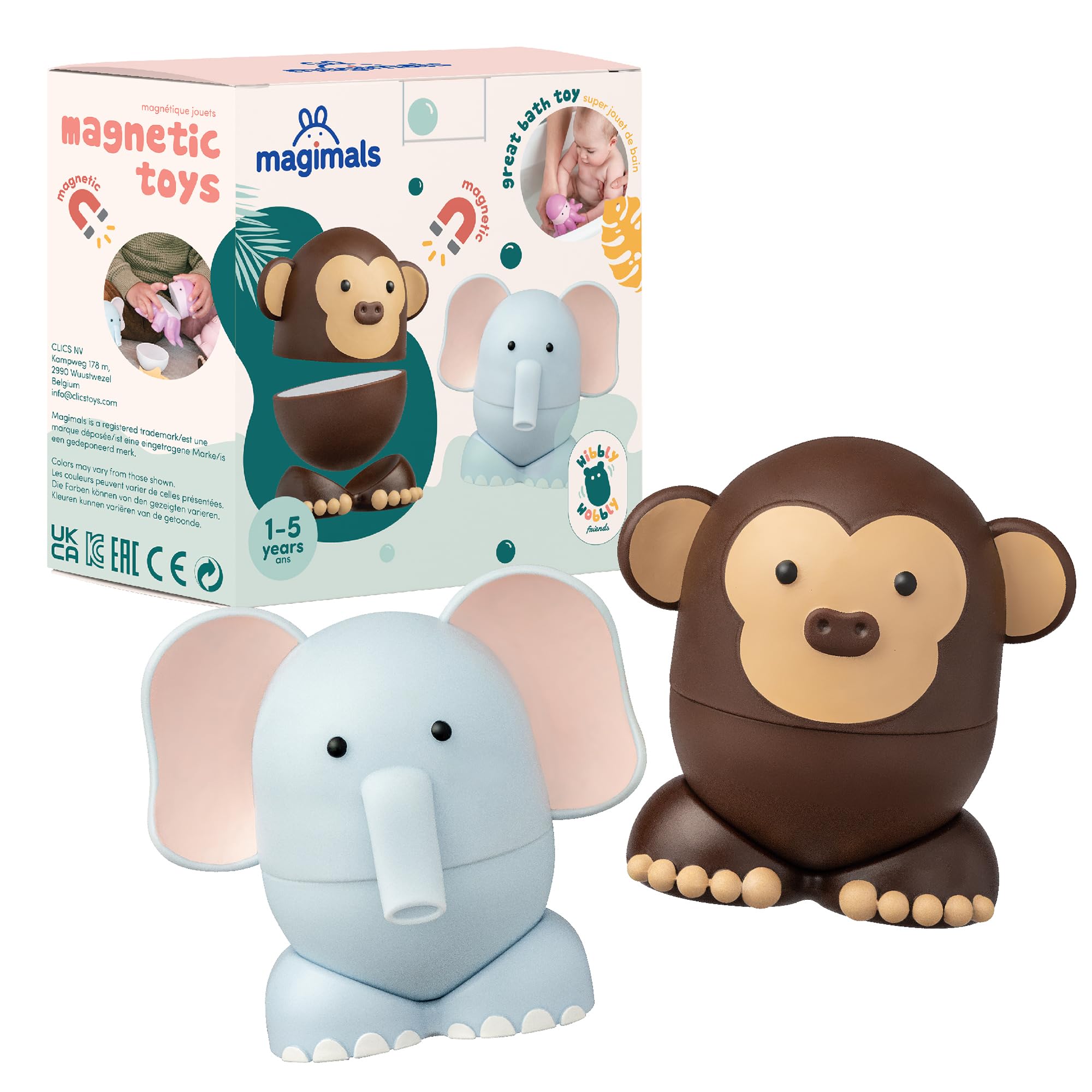 Clics Magimals Wibbly Wobbly Safari Set - Magnetic Squeezable Animal Figures for Toddlers