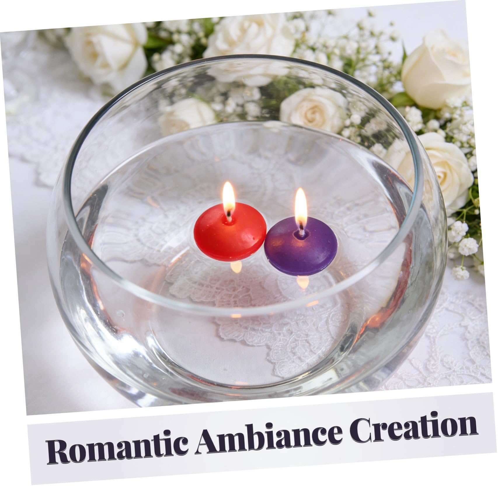40 Pezzi Candele e Stabilità in Acqua in Paraffina e Cotone Galleggianti Eleganti per Decorazioni Tavolo Matrimonio e Feste Romantiche