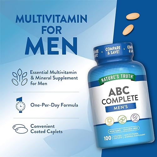 Miniatura 5 de Nature's Truth Multivitamínico para hombres  con hierro, vitaminas A, C, D y E  100 cápsulas  Sin OMG y sin gluten para adultos