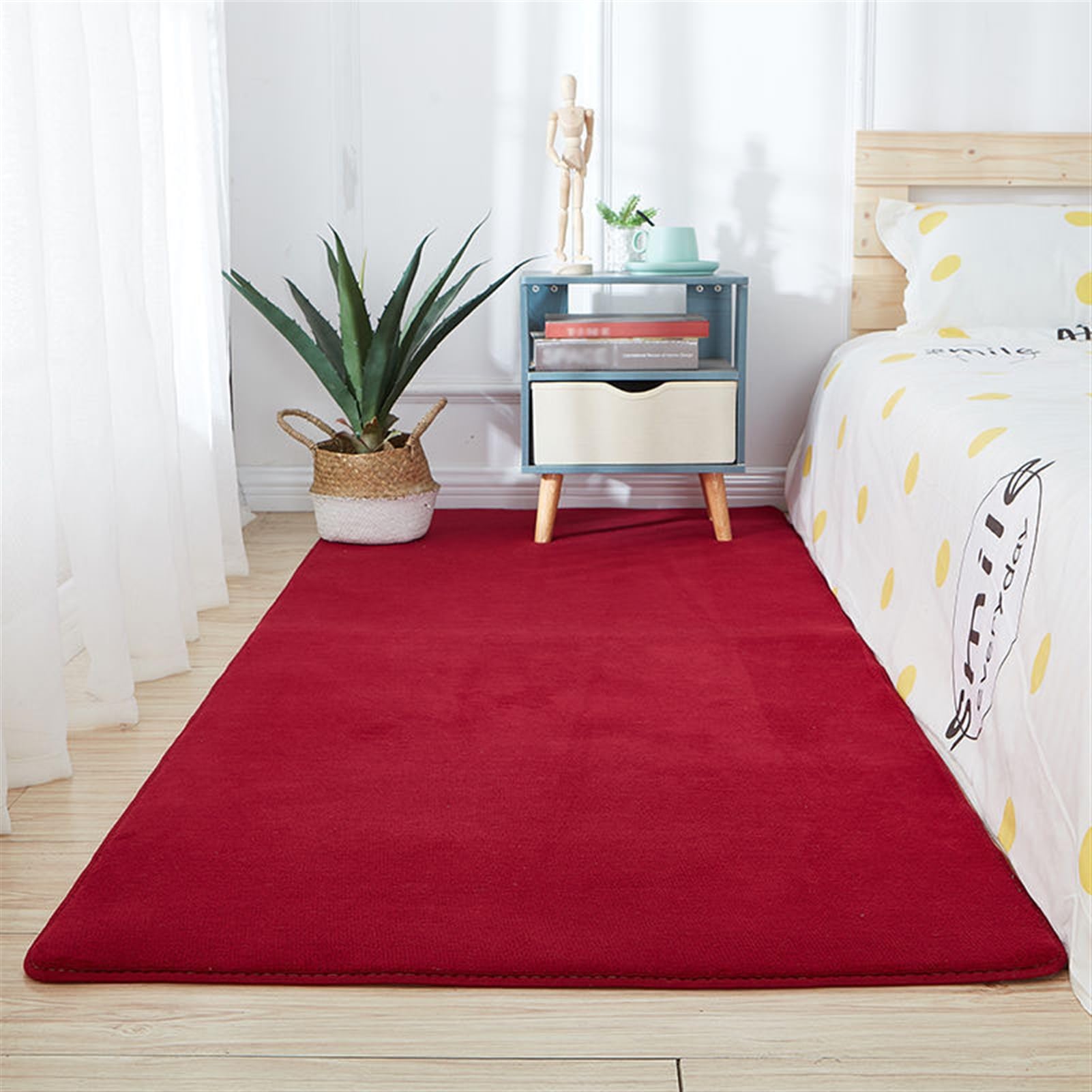 Tapis antidérapant lavable rouge grand format pour intérieur et extérieur