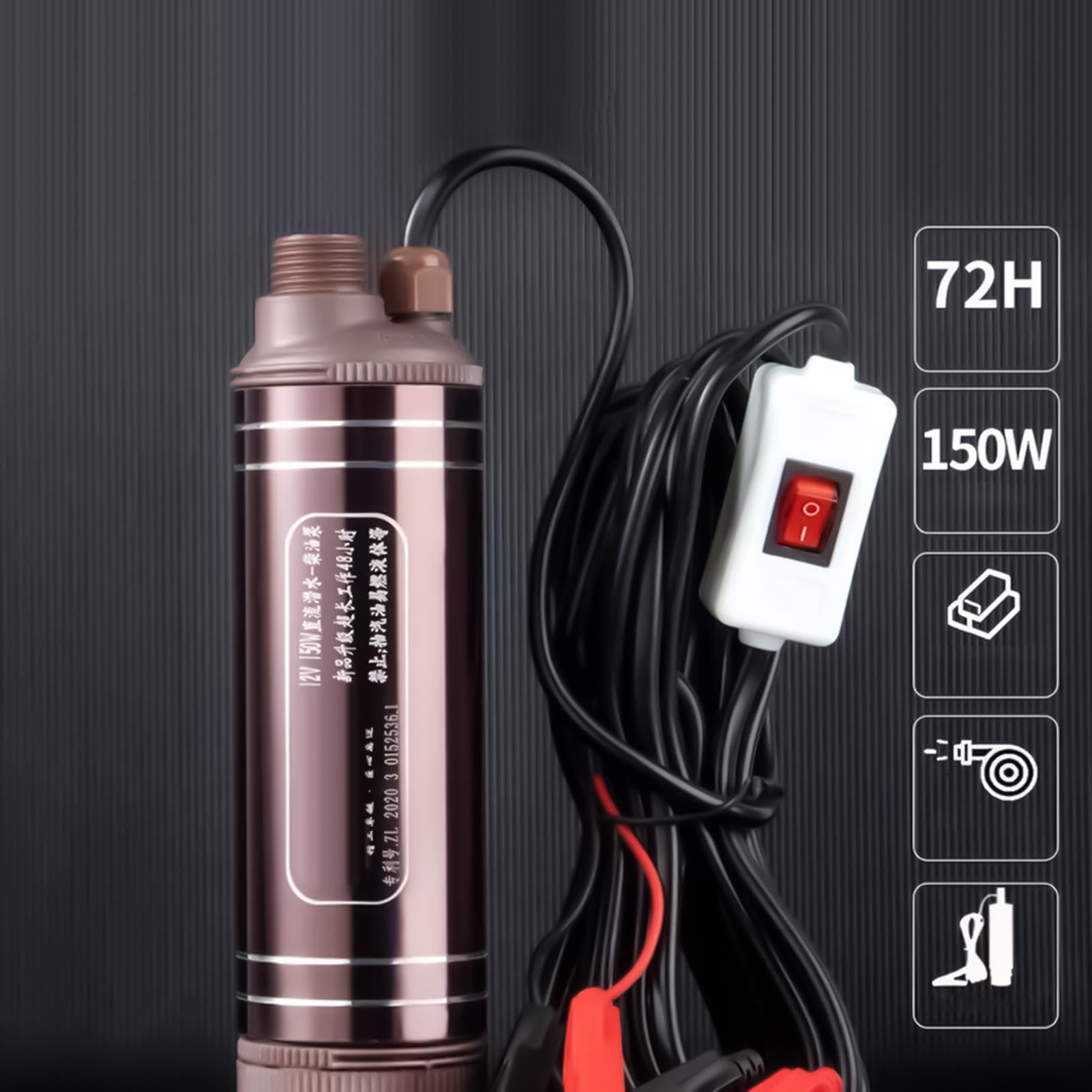 Bomba Trasvase Tubo Succión Cambio Agua Con Motor Cobre 150W