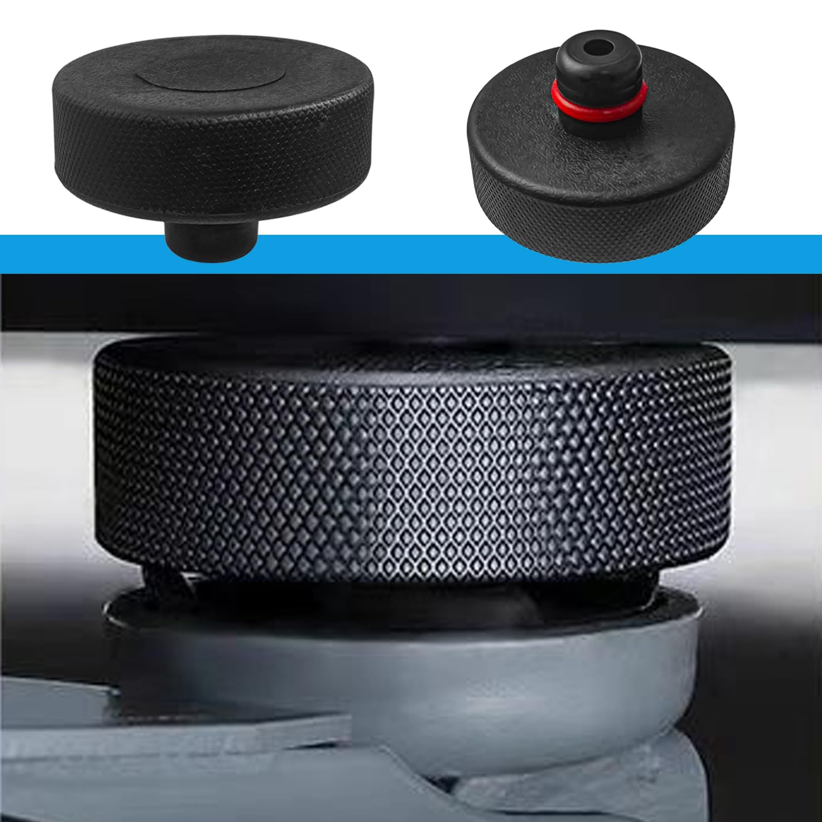4 Pieza Jack Pad Tesla Model Goma,Almohadilla de Elevación de Gato para Tesla Model,Adaptador con Bolsa de Almacenamiento para Vehículos Tesla Model 3/S/X/Y,Negro