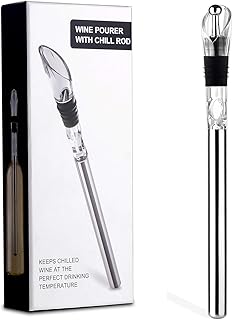 Velaze Chłodziarka do Wina ze Stali Nierdzewnej, z Wylewką, Korkiem do Butelki, Karafką, Korkociągiem, Funkcje 3 w 1 Idealne do Szampana, Whisky i Czerwonego Wina