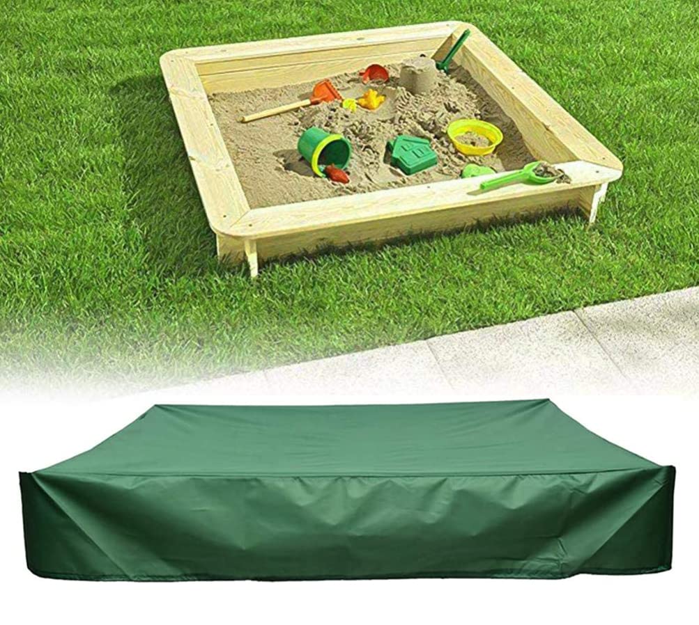 COOSOO Sandbox Cover Waterproof Dustproof UV Protection Square Sandpit Pool Cover with Drawstring Avoid the Sand and Toys Contamination,200x200cm Oxford Cloth Green Outdoor Furniture Garden Cover