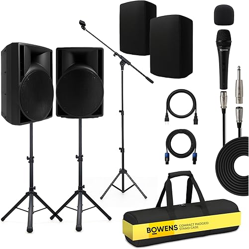 BOWENS 10 Inch 700W PA System with Microphone – Portable DJ Speakers with Bluetooth, USB/SD, LCD Display & Remote Control – Pro PA Speaker System, Big Speaker for Parties & Events