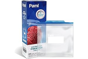 PAMI Freezer Zipper Gallon Bags: 60Leakproof Food-Safe Slider Zipper Bags with Expandable...