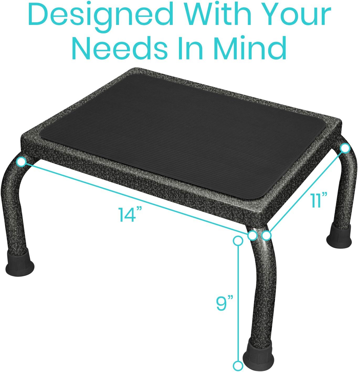 Bеѕt Quаlіtу 🔥 Vive Metal Step Stool - Heavy Duty Stepping Stool for Adults and Kids - Foot Platform for Kitchen, Bedroom, Bathroom - One Portable, Medical, Lightweight Step for Bariatric, Elderly Child, Senior