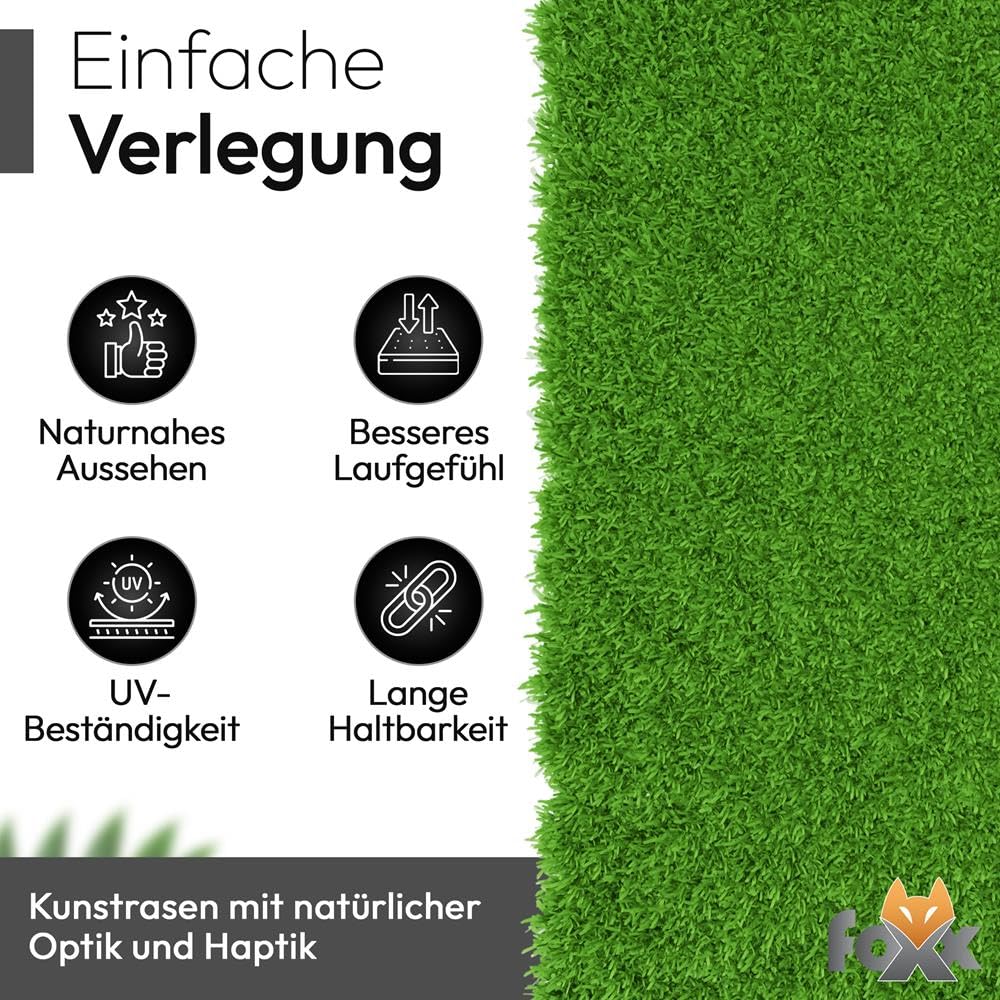 Kunstrasen 100x500 – Wetterfester Outdoor Teppich in Grün für Balkon, Terrasse & Garten | Robuster Teppichboden als Rasen-Alternative