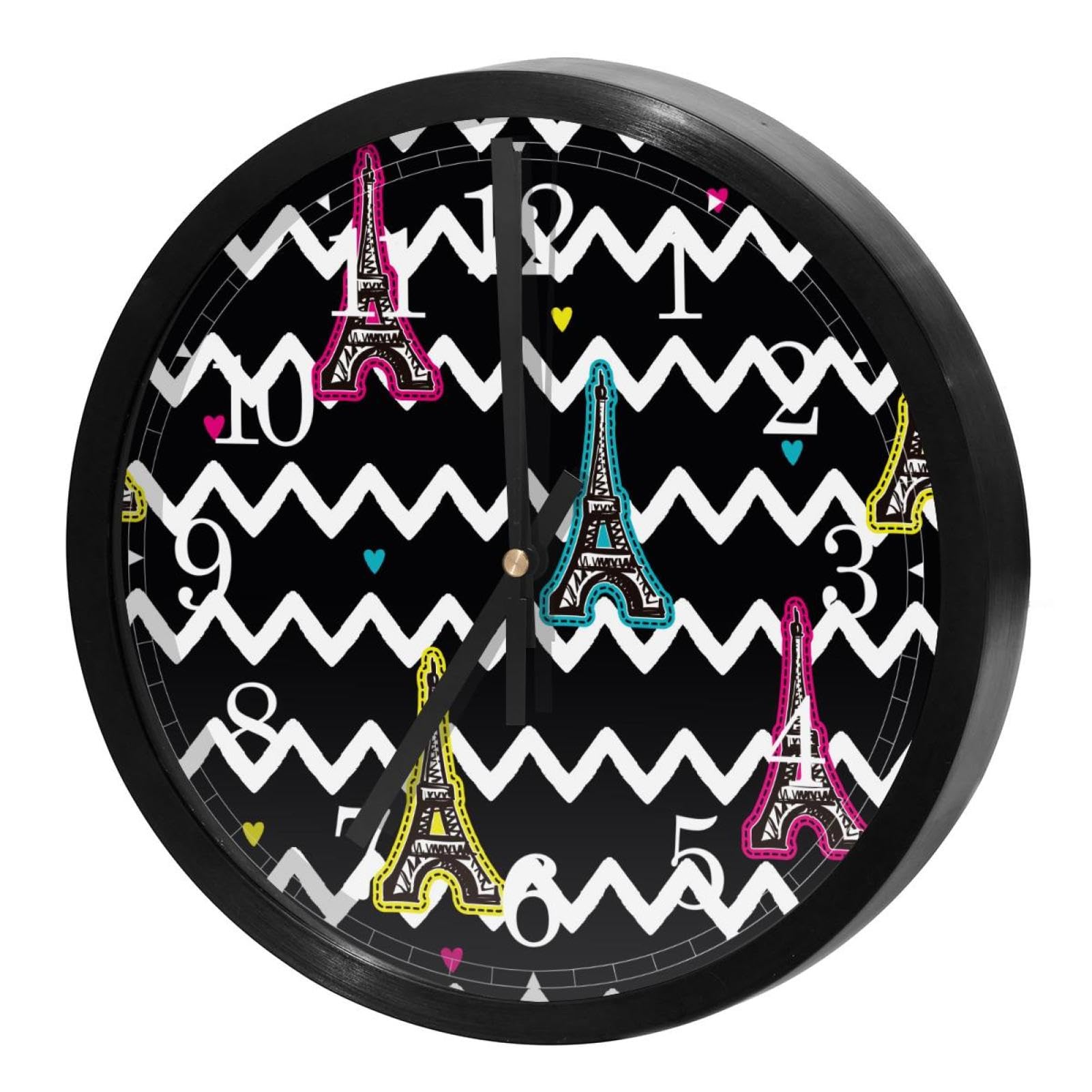Horloge murale pour maison et cuisine au style Tour Eiffel zigzag moderne