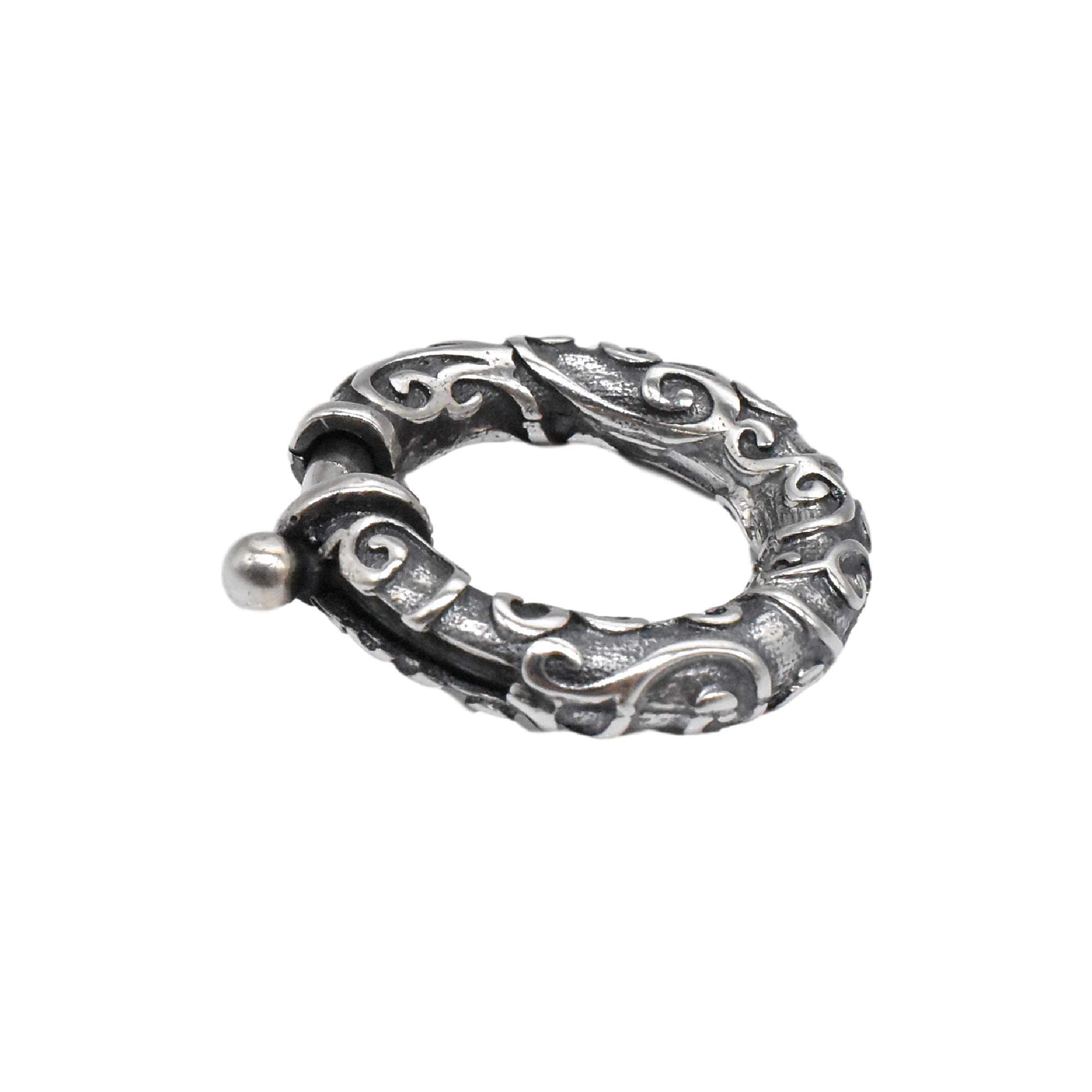 Federringverschluss aus oxidiertem Sterlingsilber, 925er Sterlingsilber, großer Federring