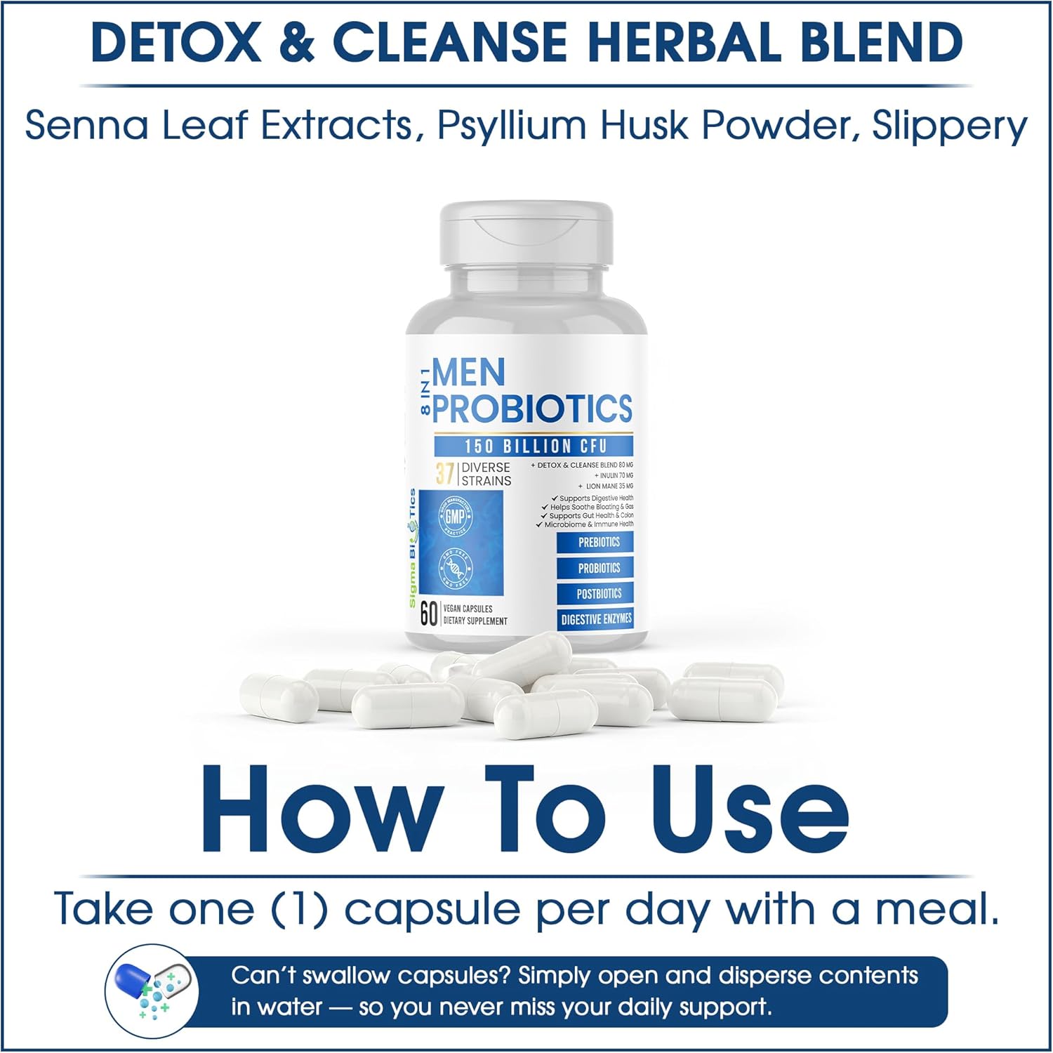 Probiotics for Men - 150 Billion CFU Acidophilus Capsules with Prebiotics & Postbiotics - Supports Gut Microbiome, Colon & Immune Health - 37 Strains with Digestive Enzymes - 60 Vegan Capsules - Image 6