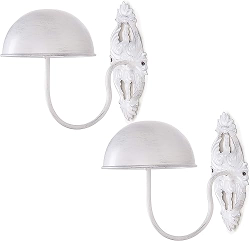 Miniatura 6 de MyGift Soporte de pared para sombrero, juego de 2 estantes de exhibición de sombreros de metal negro y pelucas (blanco)