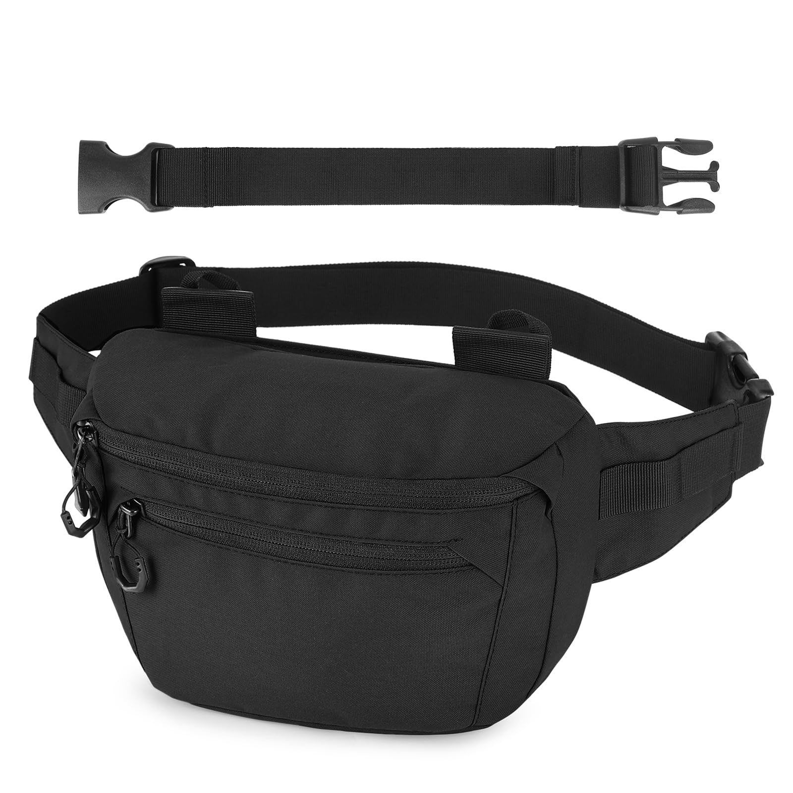 Huntvp Bum Bag, Waist Fanny Pack, Large, Compact Bumbags for Men and Ladies, Anti Theft Cross Body Chest Bag with Adjustable Belt for Travel, Everyday, Dog Walking, Cycling, Running Sport, Black