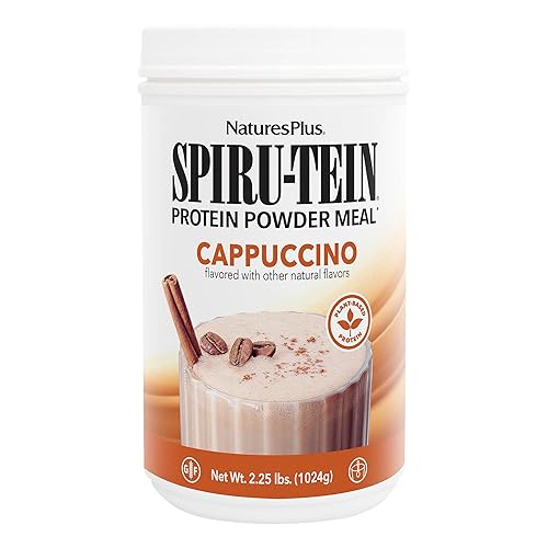 NaturesPlus SPIRU-TEIN - Batido con sabor a capuchino, 2.25 libras, proteína de espirulina en polvo, reemplazo de comidas a base de plantas,