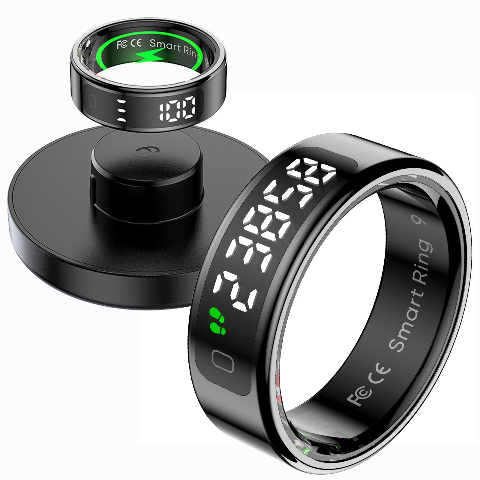 findtime Smart Ring Fitness Ring with Display LED Display Smartring Uomo Donna Android iOS Contapassi Anello Fitness Tracker Fitness Tracker Anello Monitoraggio Attività Tracker IP68 Scrolling Ring