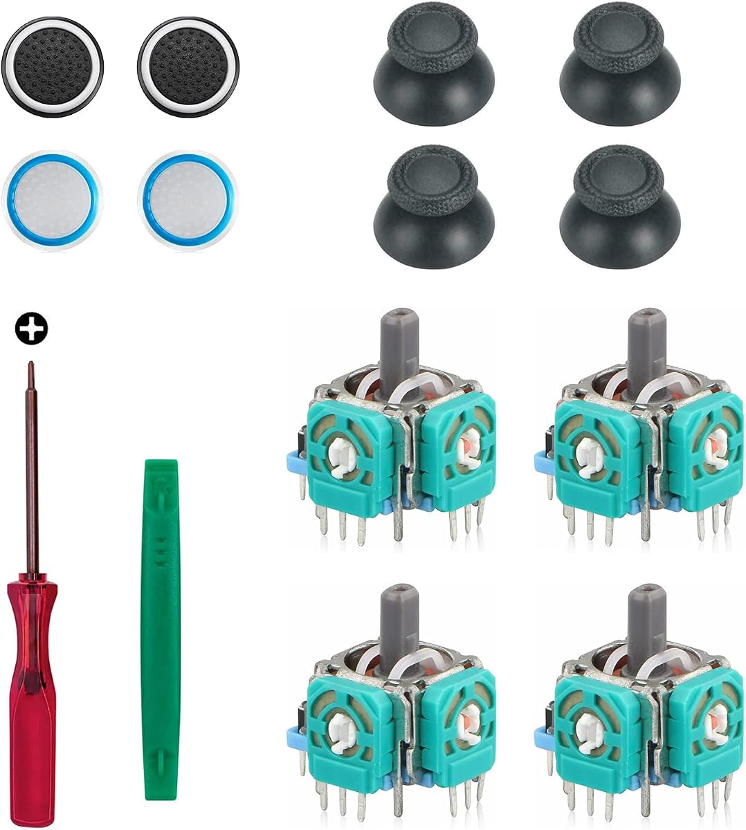Replacement Thumbsticks Compatible with PS5 DualSense Wireless Controller | 4pcs Joystick Module Parts Analog Caps Compatible with Sony PS5 Controller