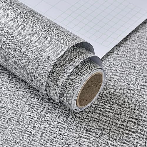 Yancorp 16"x120" Textured Fabric Wallpaper Faux Grasscloth Peel and Stick Wallpaper Self-Adhesive Wallpaper Linen Removable Wallpaper Cabinets Counter Top Liners