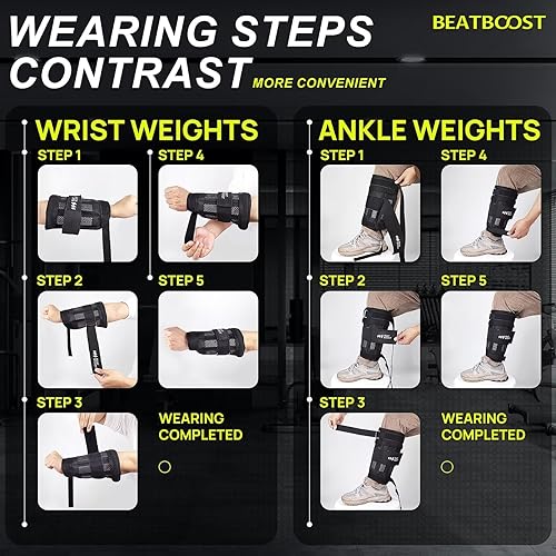 Miniatura 7 de Ankle Wrist Weights 4lb10lb15lb20lb25lb30lb BeatBoost Adjustable Leg Arm Weights for Men Walking Pilates Exercise Workout Gym Aerobics