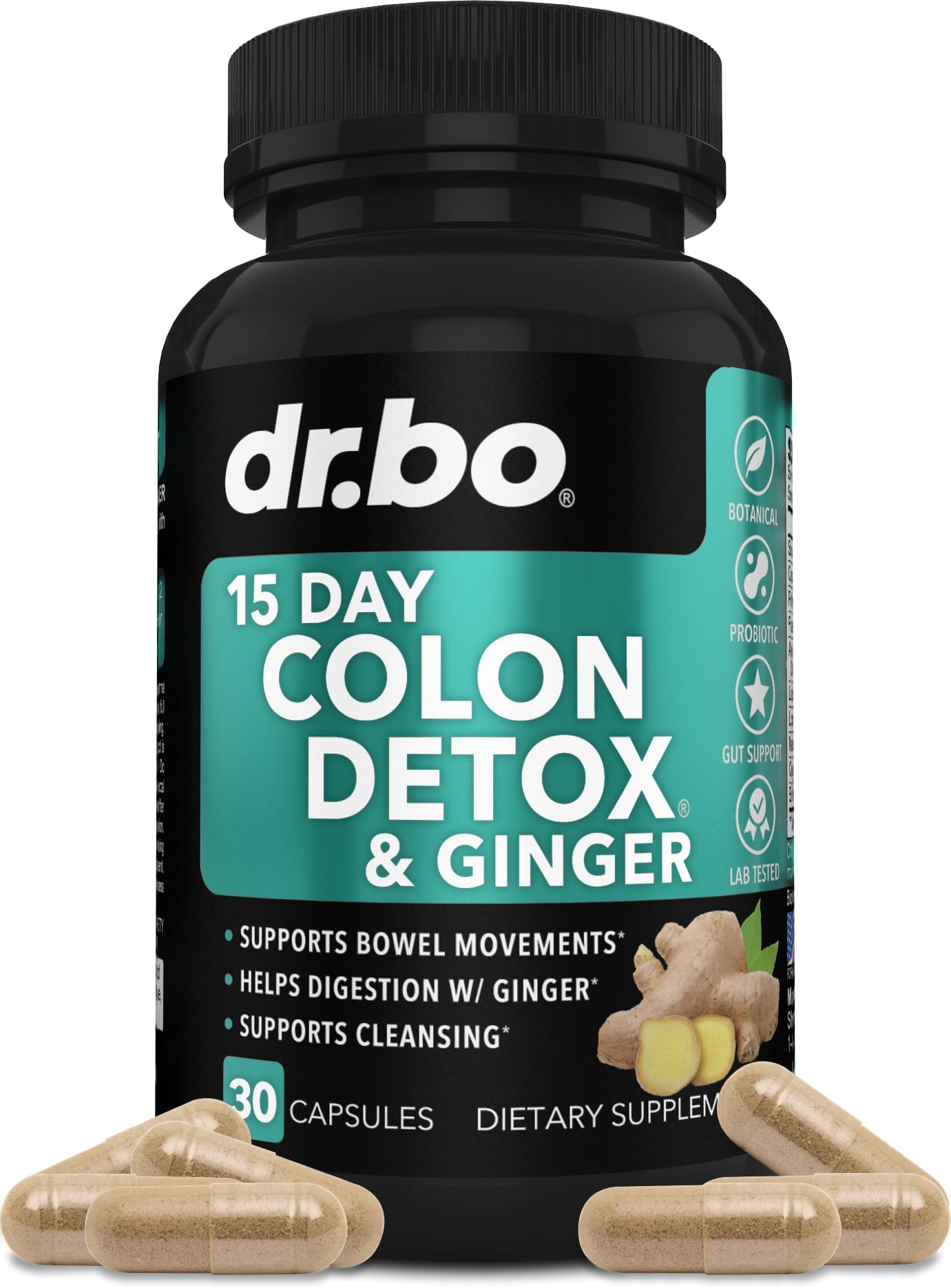 Colon Cleanser Detox for Weight Flush - 15 Day Colon Cleanse Pills with Ginger - Fast Natural Laxative, Constipation Relief, Bowel Movement Supplements for Intestinal Stomach Bloating Gut Loss Support