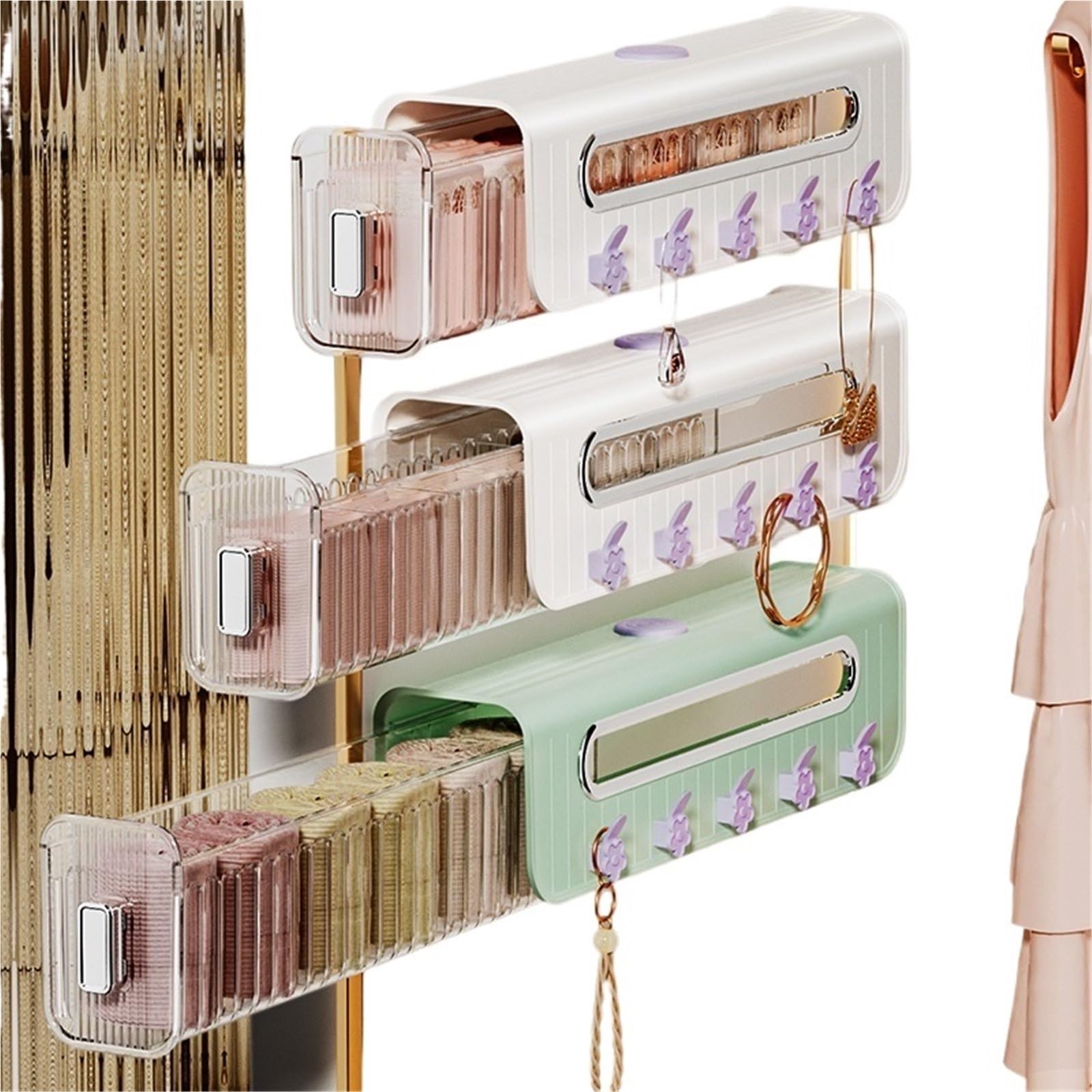 MRKU Boîte de Rangement pour sous-vêtements, Chaussettes et Soutiens-Gorge, Lavable, Murale, Grande capacité, Compartiment Amovible