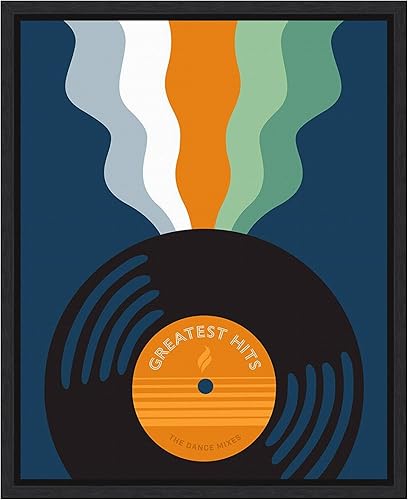 Amanti Art Framed Canvas Wall Art 20x16 Retro Mixtape And Vinyl III by Laura Marr, Framed Wall Art Canvas, Abstract Artwork, Modern Decor, Small