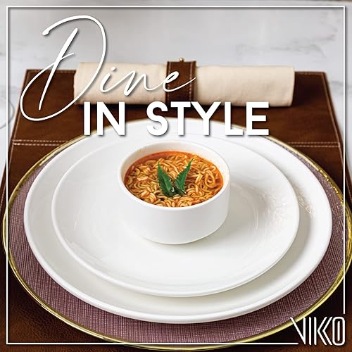 Miniatura 3 de Vikko Moderno juego de 6 cuencos de sopa de porcelana blanca, apilables de 9.5 onzas, elegante, estilo restaurante, apto para microondas y