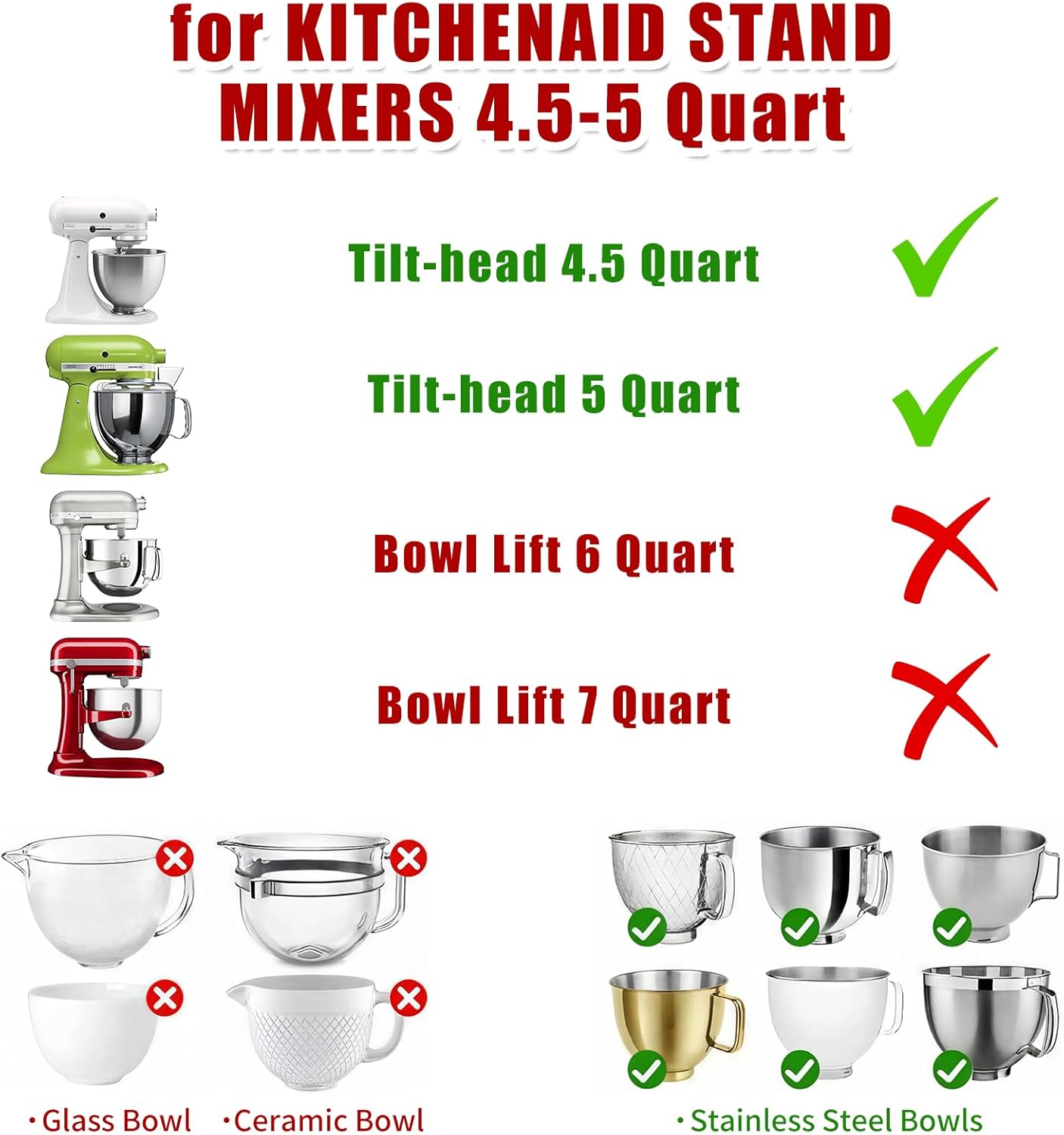 Dreamtop Silicone Bowl Liners for KitchenAid 5-Qt Stand Mixer - Mixing Bowl Inserts with Lids, Set of 2 Non-Stick Reusable Prep & Storage Containers