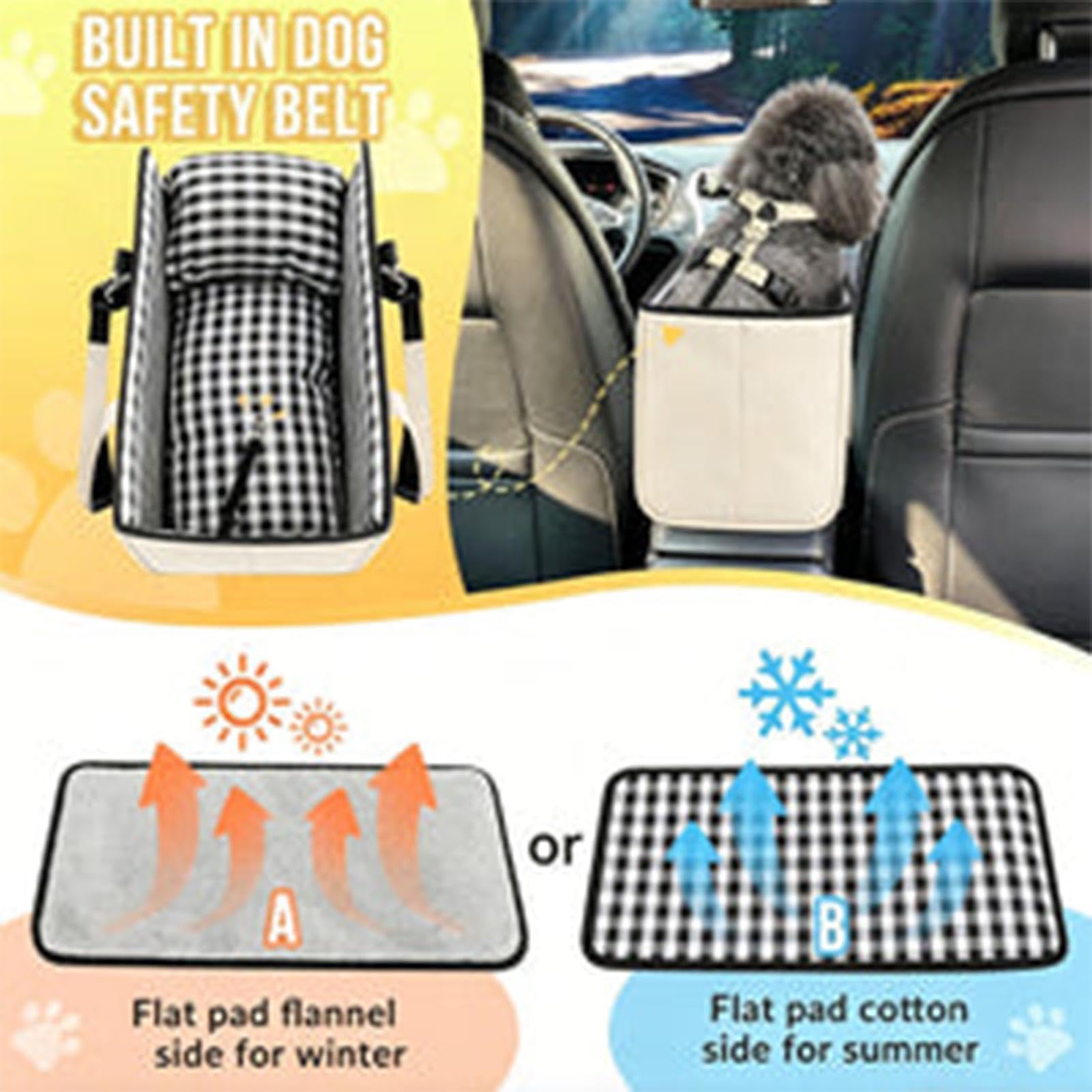 Seggiolino Auto per Cani Piccoli Trasportino Antiscivolo Stabile Morbido