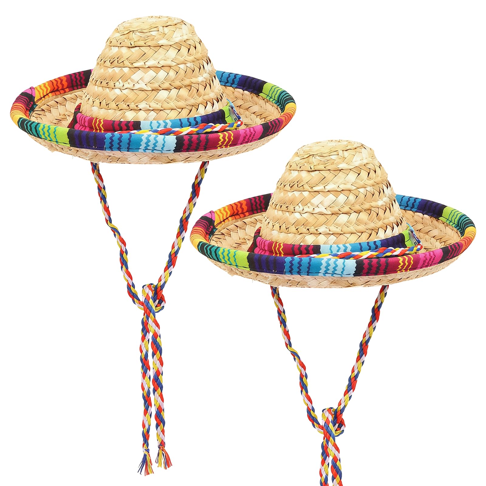 DVOFU 2Pieces Mini Mexican Sombrero Hats Cinco De Mayo Fiesta Straw Hats Fiesta Straw Sombrero Headband Photo Prop for Mexican Theme Party Favors