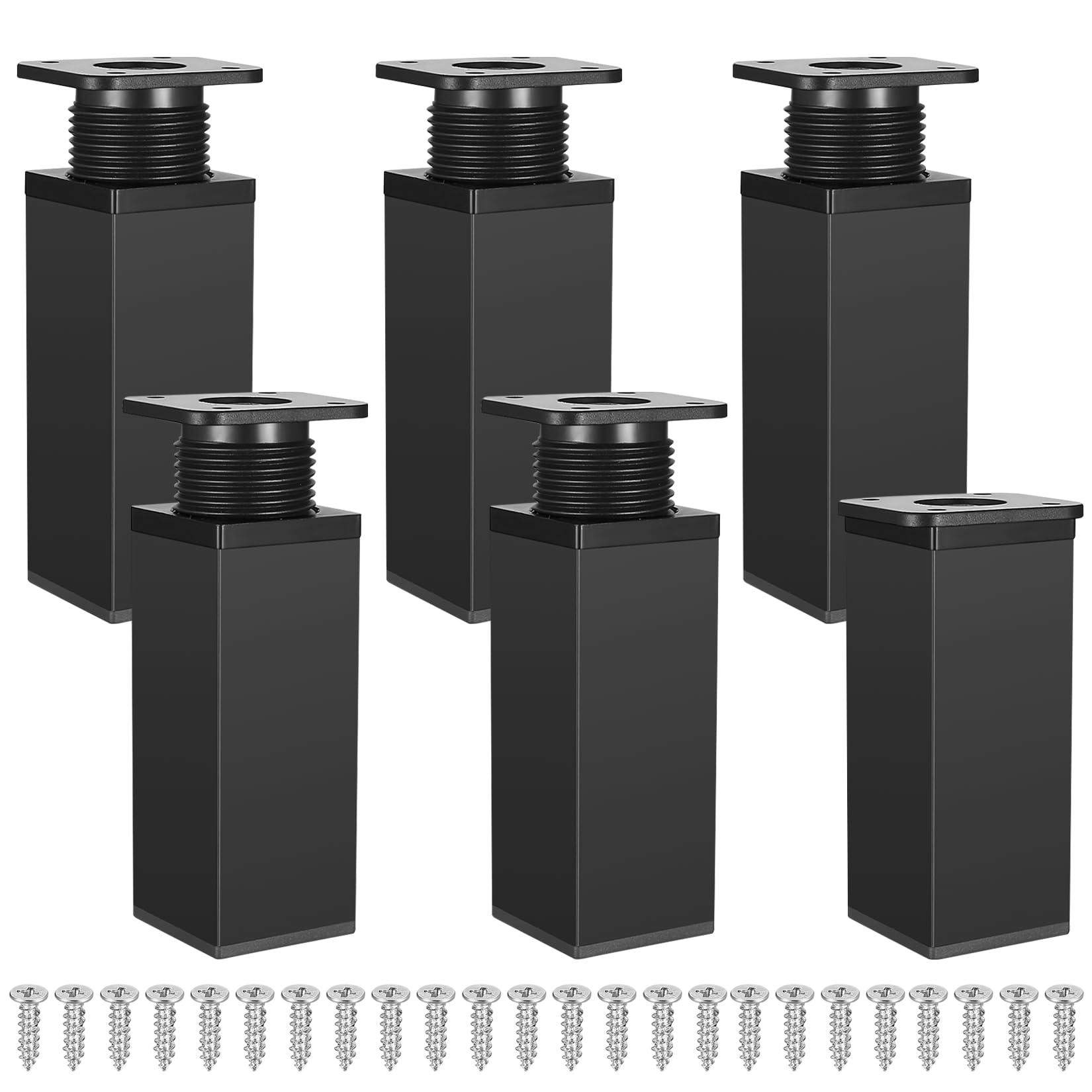 Gaomoeny 6 STK Möbelfüße Verstellbar, Schrankfüsse höhenverstellbar eckig, Schrankbeine, Tischbeine, Möbelbeine, Tischfüße für Möbel, Aluminiumlegierung, 40 x 100 mm（Schwarz）