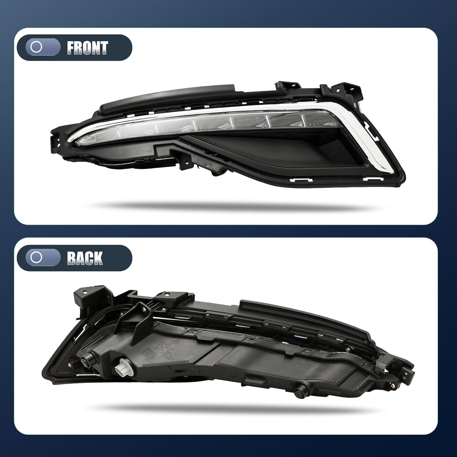 Front LED Daytime Running Light DRL & Fog Light Assembly Pair with Frames for 2015 2016 2017 Hyundai Sonata, Left Right LH RH Front Bumper Lamps Replacement【Excludes Sport & Hybrid Models】